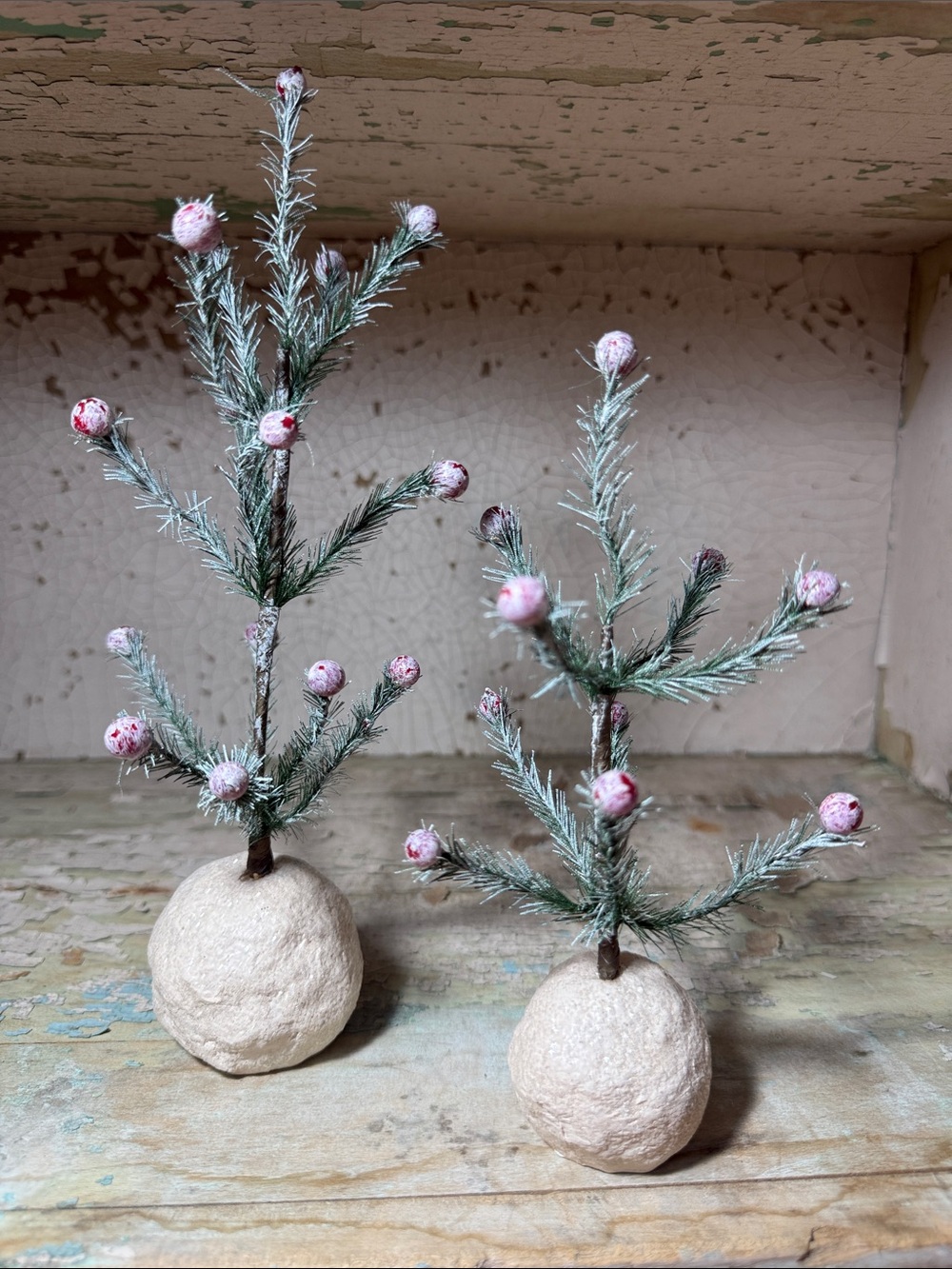 ❄️ Set of 2 Small Decorative Snowball Trees